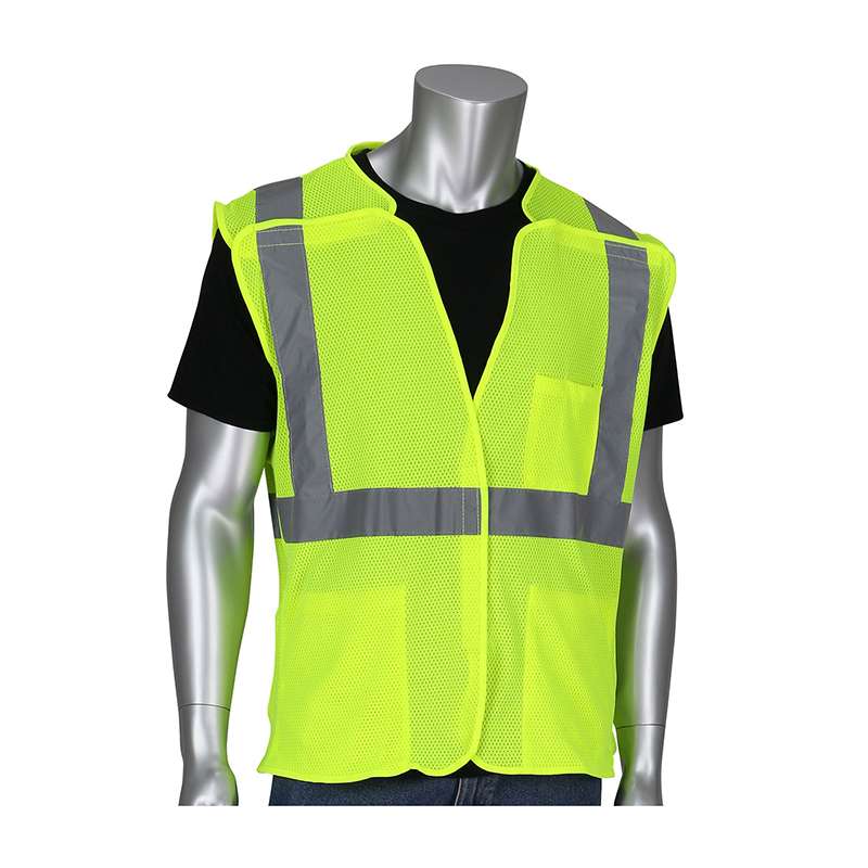 ANSI Type R Class 2 Three Pocket Mesh Breakaway Vest, 50 per Case, Yellow, Extra Large